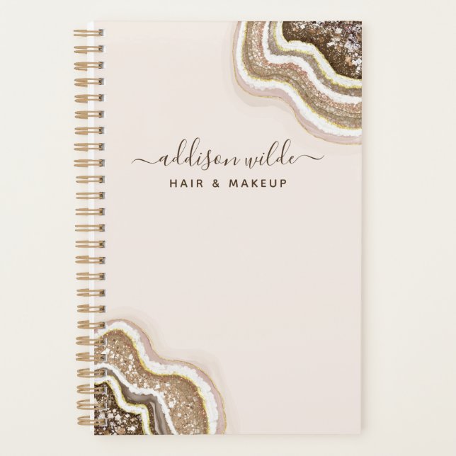 Agenda Champanhe Dourado Glitter Glitter Geode (Frente)