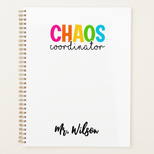 Agenda Chaos Coordinator Notebook – Funny Teacher Quote (Frente)