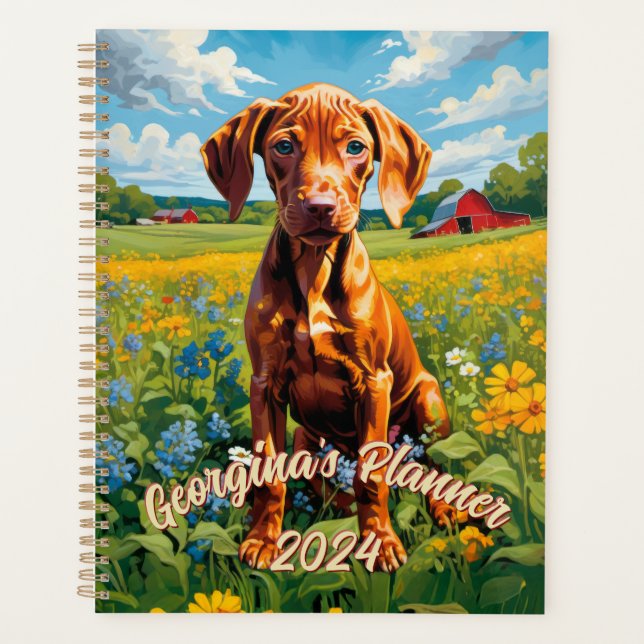 Agenda Charming Vizsla Puppy, Inspirado na Natureza (Frente)