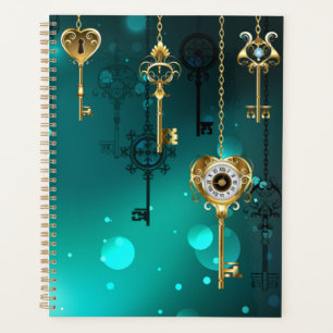 Agenda Chaves de Esqueleto Anticas em Fundo Verde