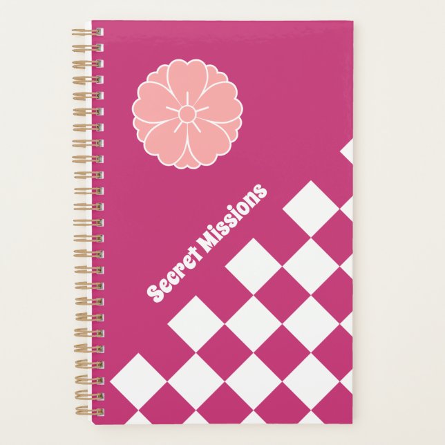 Agenda Checkerboard japonês e Sakura Blossom Crest (Frente)