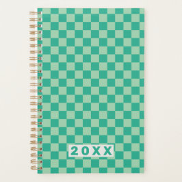 Agenda Checkerboard Jungle Green Retro Pattern 2026