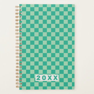 Agenda Checkerboard Jungle Green Retro Pattern 2026 