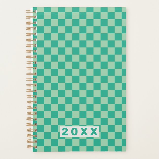Agenda Checkerboard Jungle Green Retro Pattern 2026  (Frente)