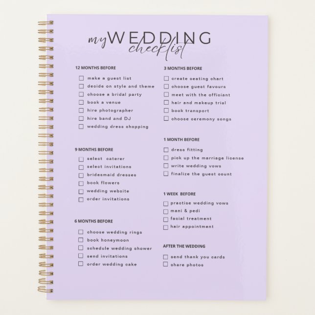 Agenda Checklist de casamento (Frente)