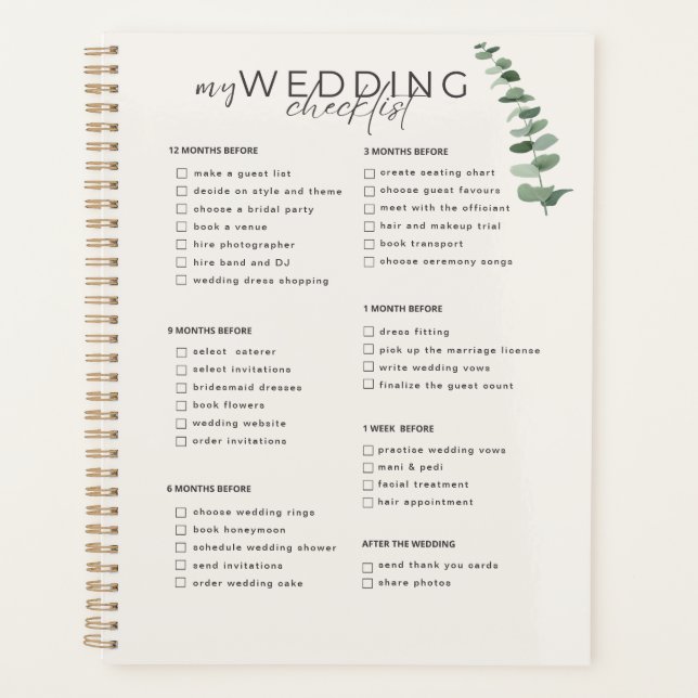 Agenda Checklist de casamento (Frente)