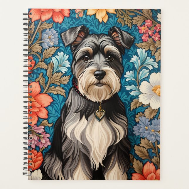 Agenda Cheerful Schnauzer William Morris Inspired Floral (Frente)