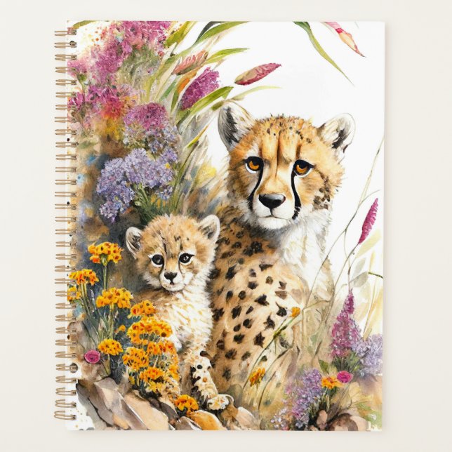 Agenda Cheetah Baby e Mamãe Planner (Frente)