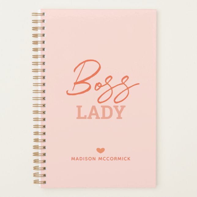 Agenda Chefe Lady Modern Cor-de-rosa - Script Laranja Per (Frente)