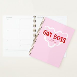 Agenda Chefe Menina Fofa Rosa e Vermelho Nome Personaliza
