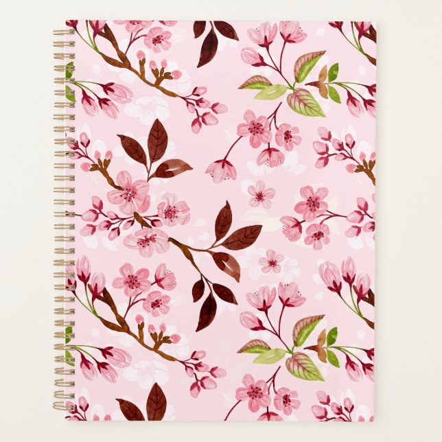 Agenda Cherry Blossomo Fundo Rosa (Frente)
