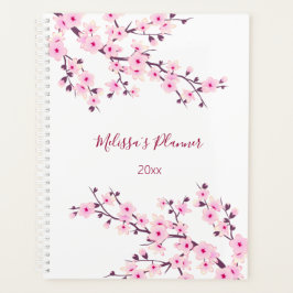 Agenda Cherry Blossomo White Rosa Personalizado