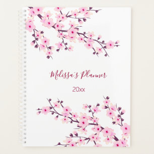 Agenda Cherry Blossomo White Rosa Personalizado