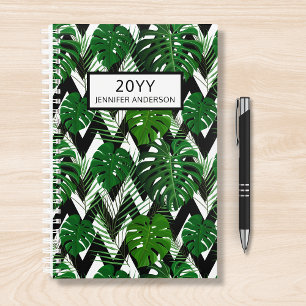 Agenda Chevron Branco Negro Foliar Tropical Personalizado