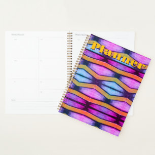 Agenda Chevron laranja, rosa, roxo e azul