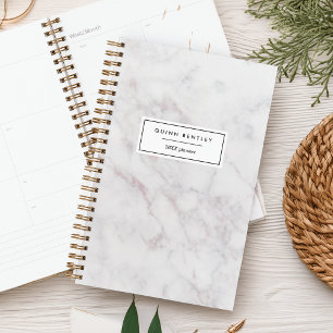 Agenda Chic Blush & Cinza Marble Personalizado