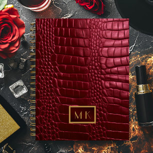Agenda Chic Burgundy Red Faux Crocodile Business Planner