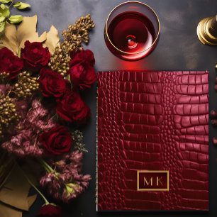 Agenda Chic Burgundy Red Faux Crocodilo Business