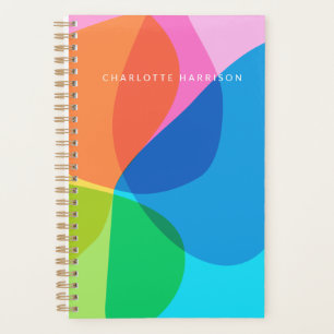 Agenda Chic Colorida de Abstrato com Nome Personalizado