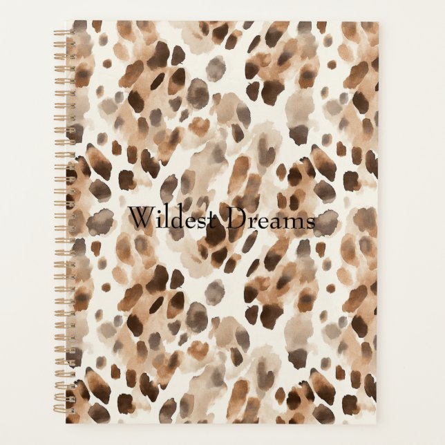 Agenda Chic Cream Brown Leopardo Impressão Animal (Frente)
