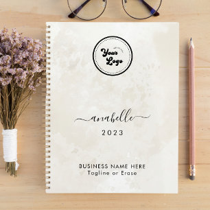 Agenda Chic Cream Nome Marble Ano Logotipo Comercial Pers
