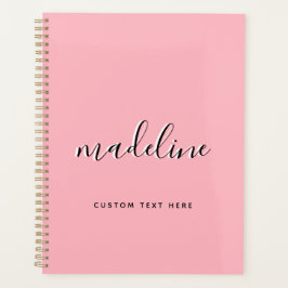 Agenda Chic Dusty Blush Pink com nome de caligrafia preto