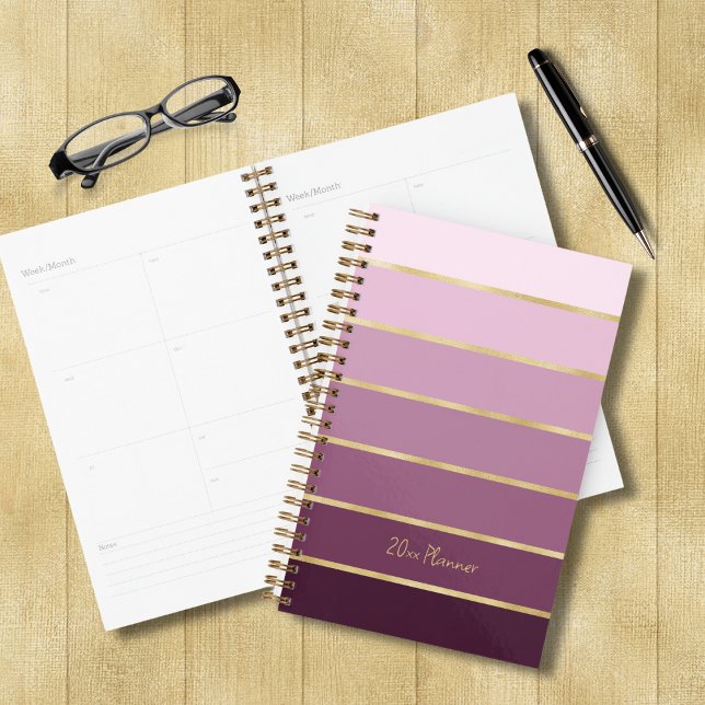 Agenda Chic Elegant Pink Dusty Rosa Mauve EggPlant Dourad (Criador carregado)
