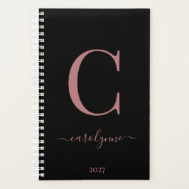 Agenda Chic Elegant Rosa Rosa Dourada Monograma