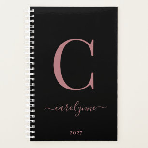 Agenda Chic Elegant Rosa Rosa Dourada Monograma
