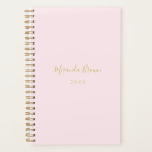 Agenda Chic Elegante Dourado Minimalista Rosa Esbranquiça