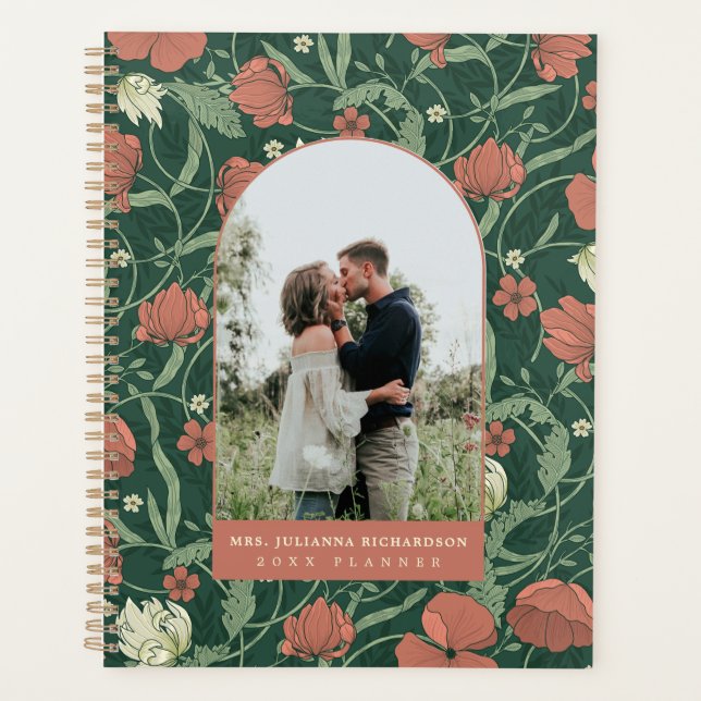 Agenda Chic Green & Terracotta Floral Arch Photo (Frente)