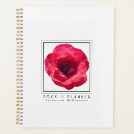 Agenda Chic Modern Red Rose Floral Name 2026