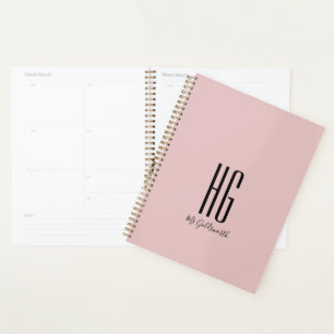Agenda Chic Monographic Name Modern Dusty Pink