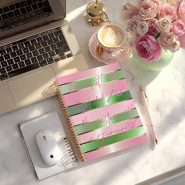 Agenda Chic Motivational Striped Pink and Green Quote 