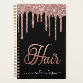 Agenda Chic Rosa Dourado Drips Cabelo Guia de Nomeação