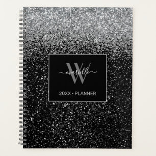 Agenda Chic Silver Glitter Monographic Name 2022 Planner