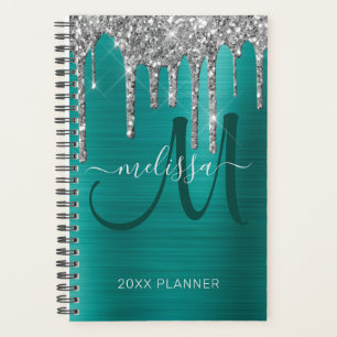 Agenda Chic Silver Glitter Teal Brugado Metal 2022