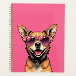 Agenda Chihuahua em óculos de sol Planner - Rosa