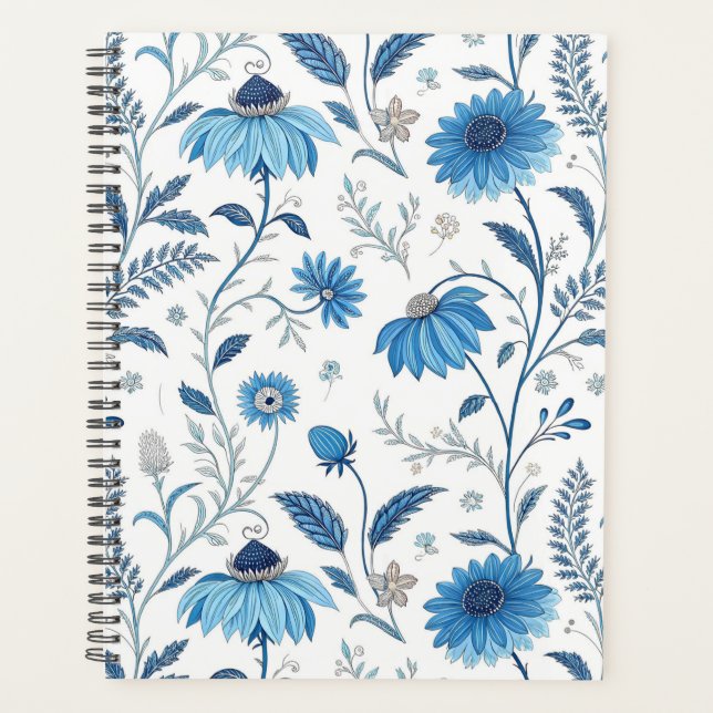 Agenda Chinoiserie Blue Echinacea Pattern (Frente)