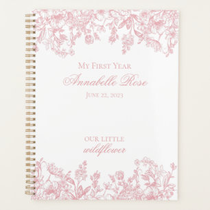 Agenda Chinoiserie Rosa Vintage Floral Meu Primeiro Ano
