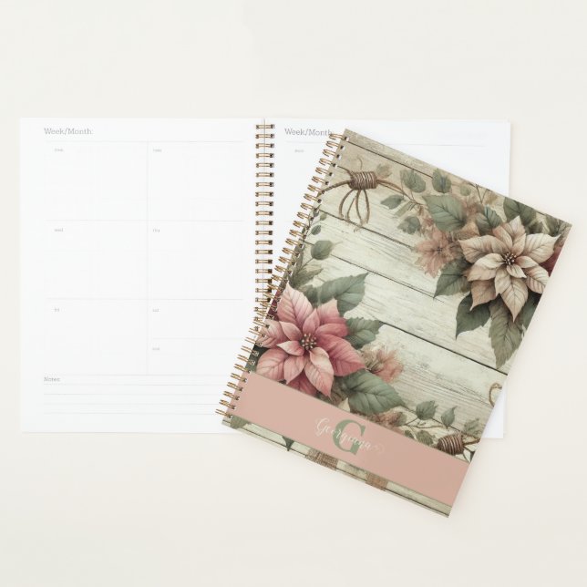 Agenda Chique de nome personalizado Pastel Poinsettias Ga (Exibição)