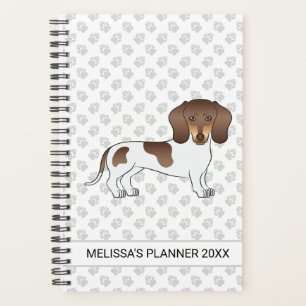 Agenda Chocolate & Tan Pé Curto Cabelo Dachshund & Texto