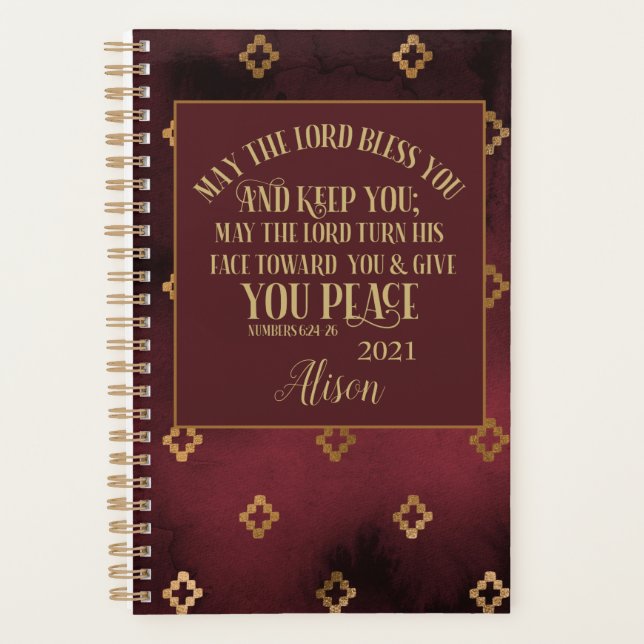 Agenda Christian Blessing Bíblia Floral Personalizado 202 (Frente)