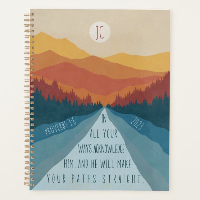 Agenda Christian Proverbs 3:6 Boho Mountain Sunset (Frente)