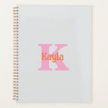 Agenda Chuva de Noiva Casamento Laranja Rosa Cinza Claro<br><div class="desc">Monograma inicial e nome com cores rosa e laranja em um fundo cinza claro,  e você pode alterar as cores se desejar. Ideia de presente legal ou lembrancinha para escola,  faculdade,  formatura,  etc. ou eventos como casamentos,  chá de noiva,  chá de bebê,  etc.!</div>