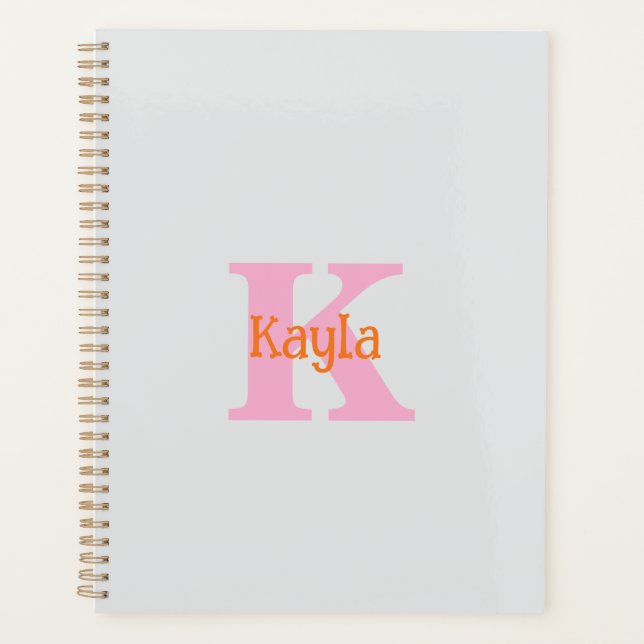 Agenda Chuva de Noiva Casamento Rosa Laranja Cinza Claro (Frente)