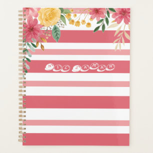 Agenda Chuva de Noiva com Nome Duplo Floral Elegante