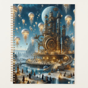 Agenda Cidade Antiga Futurística Steampunk com medusa