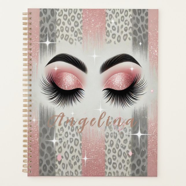 Agenda Cílios Glitter Rosa Glamour  (Frente)