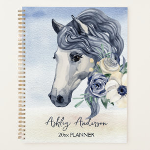 Agenda Cinza azul com nome personalizado das flores